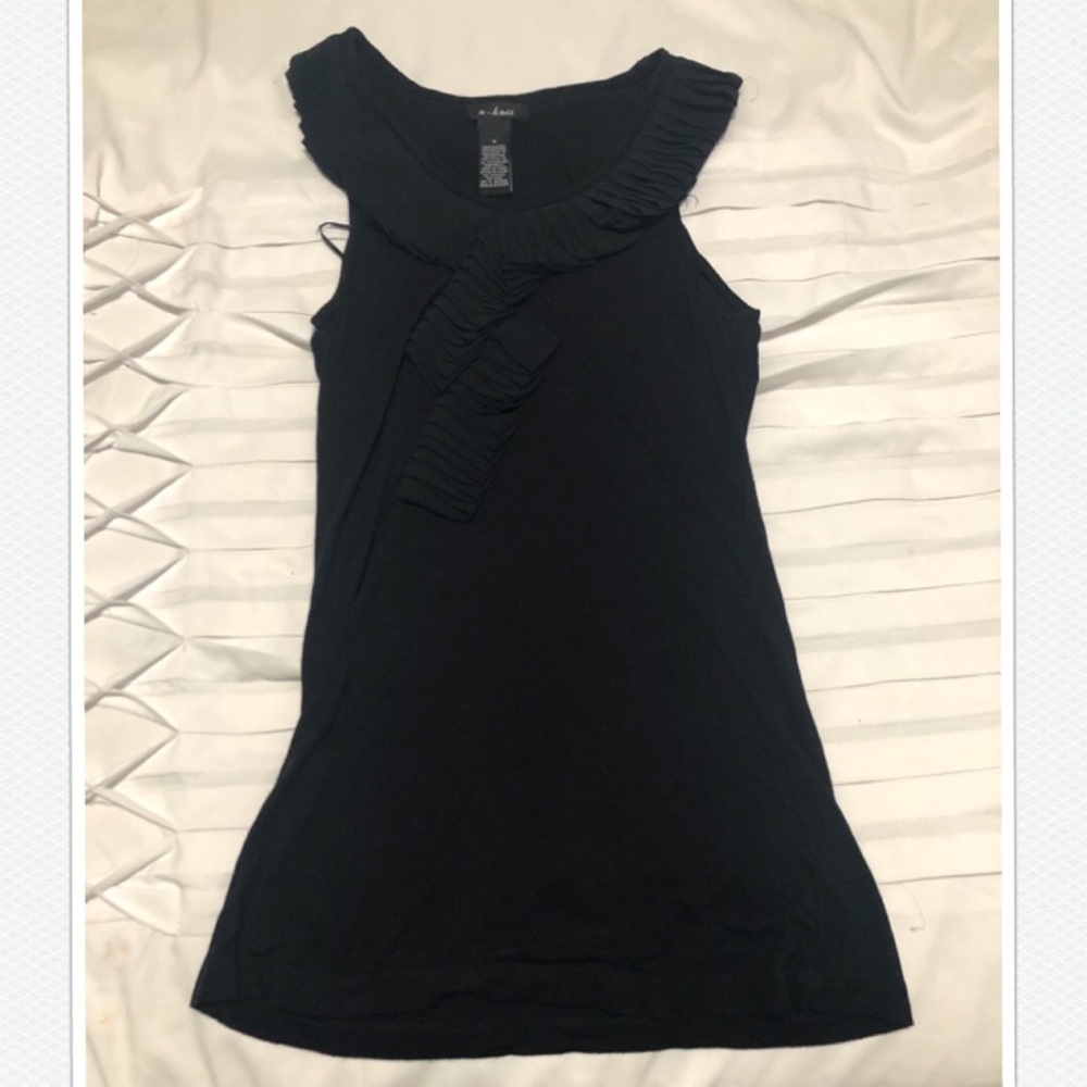 Black pleated ruffle tank! Worn once!